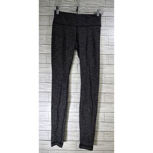 Lululemon Women's Wunder Under Pants 6 Coco Pique Black Leggings Full Length